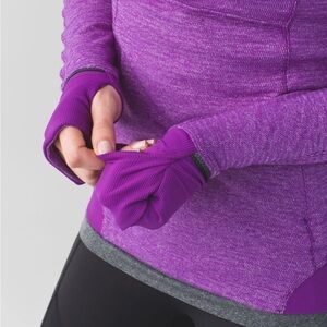 Lululemon Runderful 1/2 Zip Mini Check Pique Tender Violet Heathered Women Sz 12